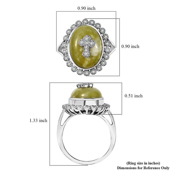 Ring Cross Marble White Zircon Religious Platinum Over 925 Sterling Silver Sz 8 - Picture 5 of 6